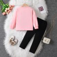 thumbnail image 6 of YDFCWXW 3-8T Kids Toddler Girl Clothes Letter Print Sweatshirt & Flared Pants 2Pc Outfits Set (Pink, 5-6 Years), 6 of 9