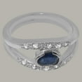 thumbnail image 4 of LBG British Made 10k White Gold Natural Sapphire & Cubic Zirconia Womens Promise Ring - 33 size options - Size 6.5, 4 of 7