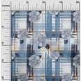 thumbnail image 1 of oneOone Cotton Cambric Grayish Blue Fabric Leaves & Floral Check Sewing Material Print Fabric By The Yard 56 Inch Wide, 1 of 4