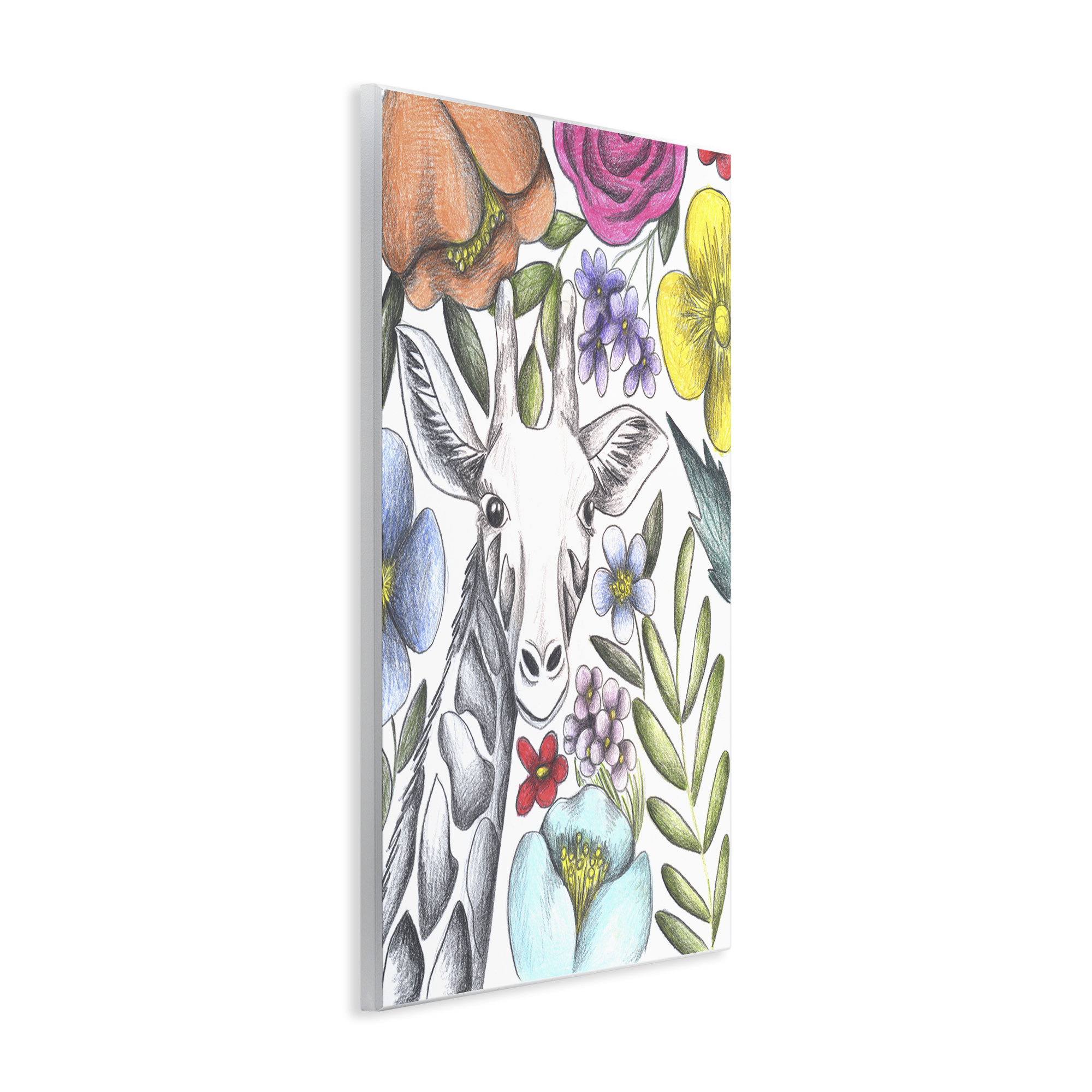 Giraffe In The Midst of Flowers Wall Plaque Art, design by Cecilia Battaini