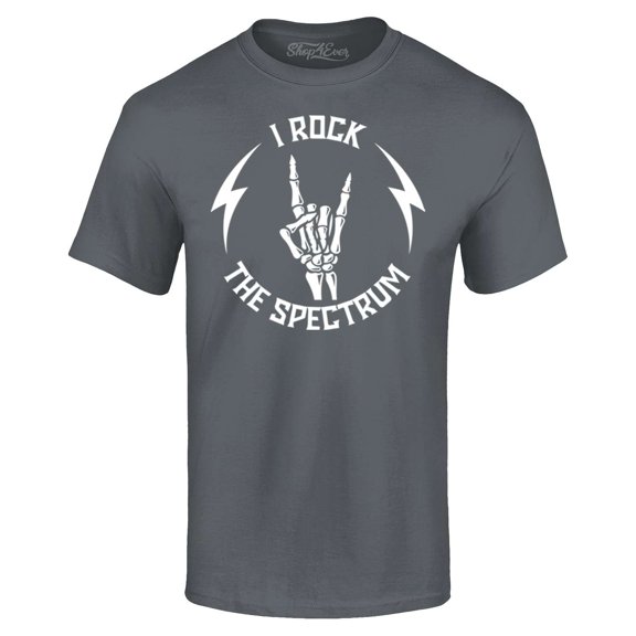 Shop4Ever Men's I Rock The Spectrum Skeleton Skull Graphic T-shirt XXX-Large Charcoal