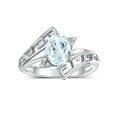 thumbnail image 1 of RYLOS Rings for Women 14K White Gold Greek Key Designer Ring 9X7MM Gemstone & Diamond Ring March Aquamarine Jewelry  Size 9, 1 of 7