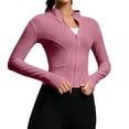 thumbnail image 2 of Dwellite Womens Cropped Workout Jackets Full Zip Up Slim Fit Lightweight Athletic Quick Dry Tops with Thumb Holes Hot Pink 3XL, 2 of 6