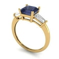 thumbnail image 2 of 1.62 ctw 3 Stone Anniversary Ring for Women | Square Emerald Cut Simulated Blue Sapphire | Hyperallergenic Solid 18K Yellow Gold, 2 of 5