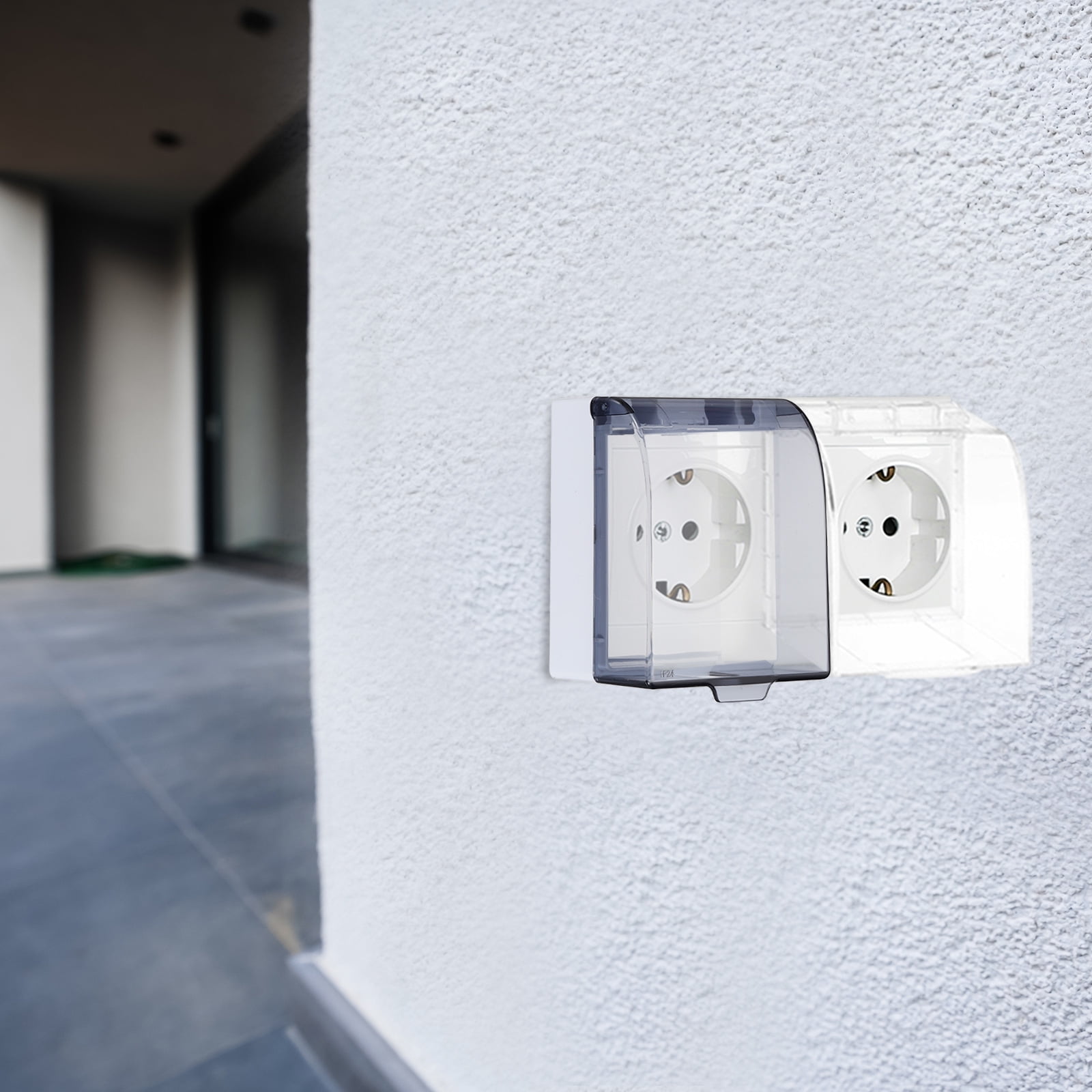 Uxcell 2Pcs Waterproof Electrical Outlet Cover 86-Type Protector Universal 1-Gang Wall Socket Protector Receptacle Cover for Bathrooms Outdoor Plug, Transparent Black 4.53 x 4.02 x 2.48in