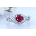 thumbnail image 2 of Gems Jewels 14K White Gold Plated 925 Sterling Silver 2.50 Ct Round Cut Red Ruby Engagement Wedding Christmas Thanksgiving Bridal Ring Set For Women's -6, 2 of 3
