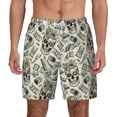 thumbnail image 2 of Picia Skull with Cash pattern Mens Swim Trunks with Compression Liner Stretch Beach Shorts Quick Dry with Zipper Pockets No-Chafing Board Shorts-Small, 2 of 9
