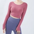 thumbnail image 5 of Yoga de manga corta con copa integrada, Tops cortos, cultivos de gimnasia, Pilates, entrenamiento, ropa deportiva activa, espalda entrecruzada, 5 of 5