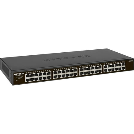 NETGEAR 48-Port Gigabit Unmanaged Switch, Rackmount, Desktop, Fanless, Sturdy Metal, Plug-and-Play (GS348)
