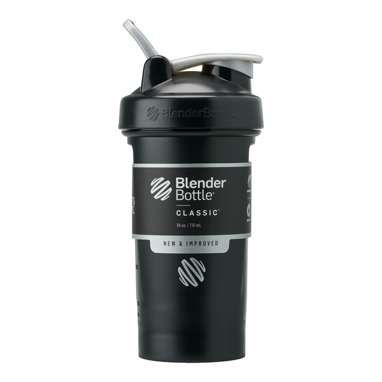BlenderBottle Classic V2 24 oz Black Shaker Bottle with Mixing