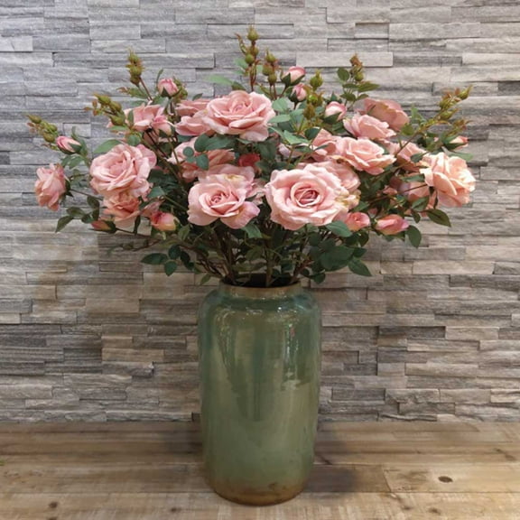 SPRING PARK Artificial Rose Flower, Plant Vase Wedding Outdoor Garden Home DIY, Small Artificial Faux Greenery for House Decorations