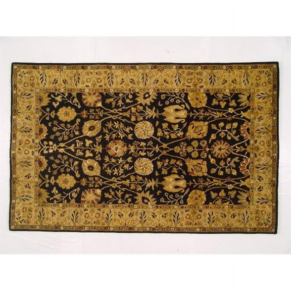 LS-RM1 8 x 11 ft. Kavera 100 Percent Long Fiber Wool Hand Made Rug, Black