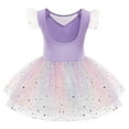 thumbnail image 3 of IBTOM CASTLE Toddler Kids Girls Sequins Star Ballet Dance Dress with Glitter Tutu Skirted Leotard Colorful Mesh Ballerina Dancewear 5-6 Years Purple, 3 of 8
