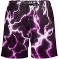 thumbnail image 4 of Sunyuer Men's Swim Trunks with Compression Liner 2-in-1 Drawstring Swimming Shorts Quick Dry Beach Board Shorts with Pockets, Pink Flash Lightning, XL, 4 of 8