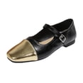 thumbnail image 2 of hoksml Women's Two-Tone Mary Jane Flats, Square Toe Low Heel Dress Shoes, Adjustable Strap, Gold Silver, 2 of 9