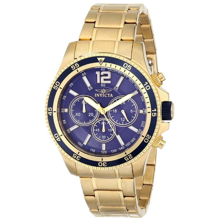 Invicta Men's Specialty Chrono 18K Gold Plated SS Blue Dial