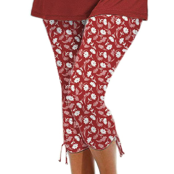 Colisha Ladies Stretch Yoga Bottoms Casual Elastic Waist Sweatpants Slim  Fit Floral Print Capri Pants - Walmart.com