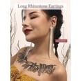 thumbnail image 3 of Sparkly Rhinestone Crystal Tassel Long Dangle Dance Competion Earrings For Party Prom - A: Long(150mm/5.9in)-rainbow Color, 3 of 5