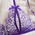 thumbnail image 5 of JSGEK Women Furry Trim Lace Bra and Thong Set Sheer Mesh Underwire Support Lingerie for Intimate Nightwear Purple L, 5 of 7