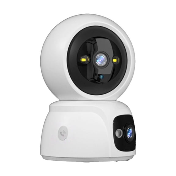 Wireless Security Camera, Dual Lens for Panoramic View, Wifi Home Surveillance with 1080P Hd Night Vision, Motion Detection Alerts, Two-Way Audio