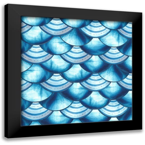 Tre Sorelle Studios 12x12 Black Modern Framed Museum Art Print Titled - Chinoiserie Abstract Fish Scales I
