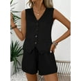 thumbnail image 7 of SHIBEVER Lounge Sets for Women Black Summer Casual Sleeveless 2pcs Sets Womens V Neck Dressy Vest Waistcoat with Pockets and Shorts Outfits Loungewear XL, 7 of 7