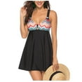 thumbnail image 2 of Women's Two Piece Sexy Bikini Skirt Swimsuit Brazilian Tankini Swim Dress Beachwear Black XL, 2 of 7