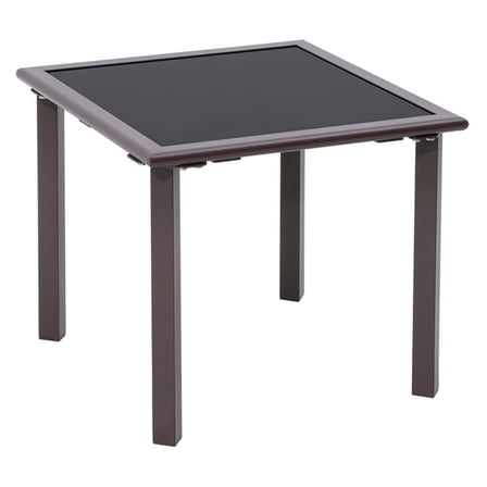 Outdoor Patio Side/End Table Metal Frame Square Coffee Bistro Table w/Tempered Glass Top Patio Furniture for Porch, Deck, Pool