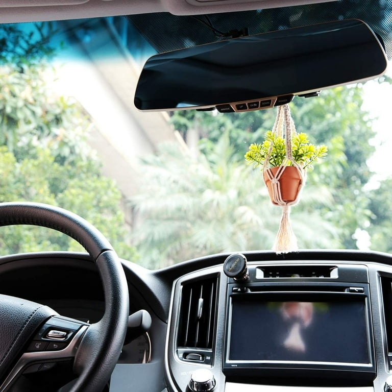 Rear view 2024 mirror macrame plant