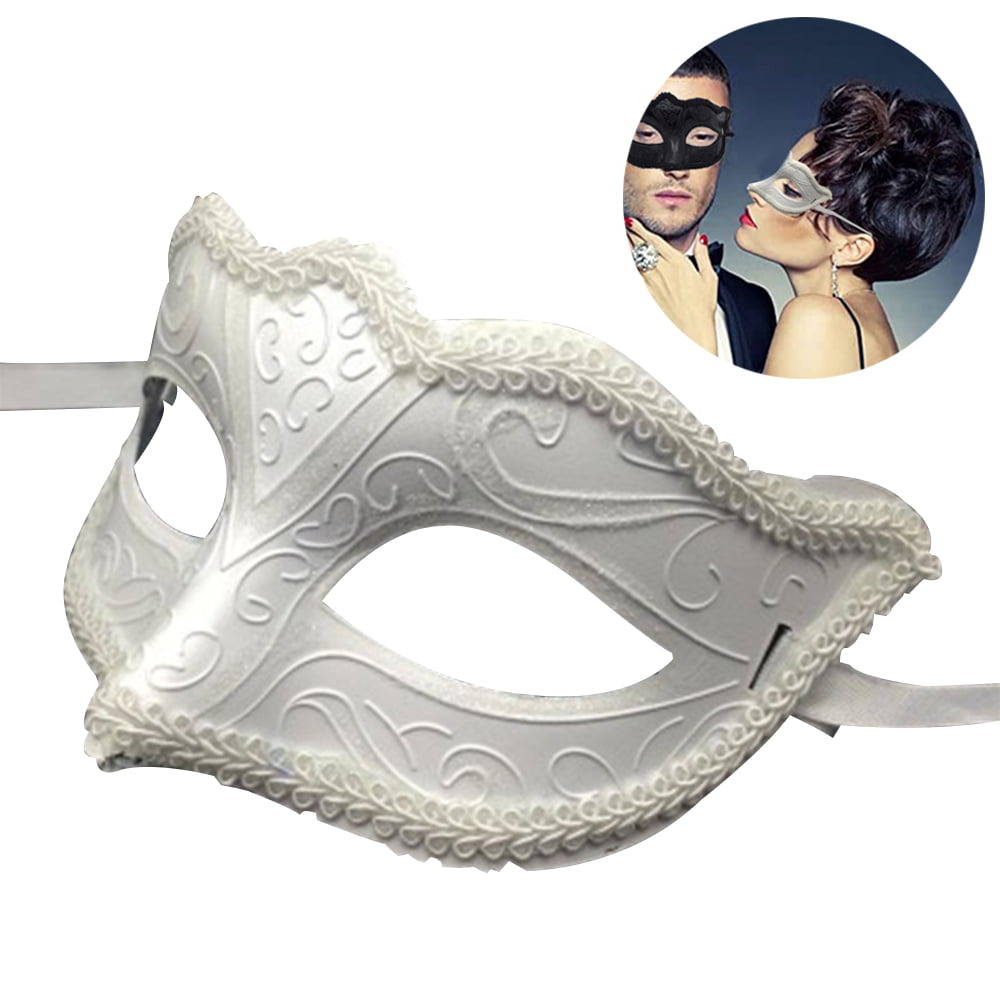 Couple Metallic Silver Venetian Masquerade Halloween Costume Prom Masks 