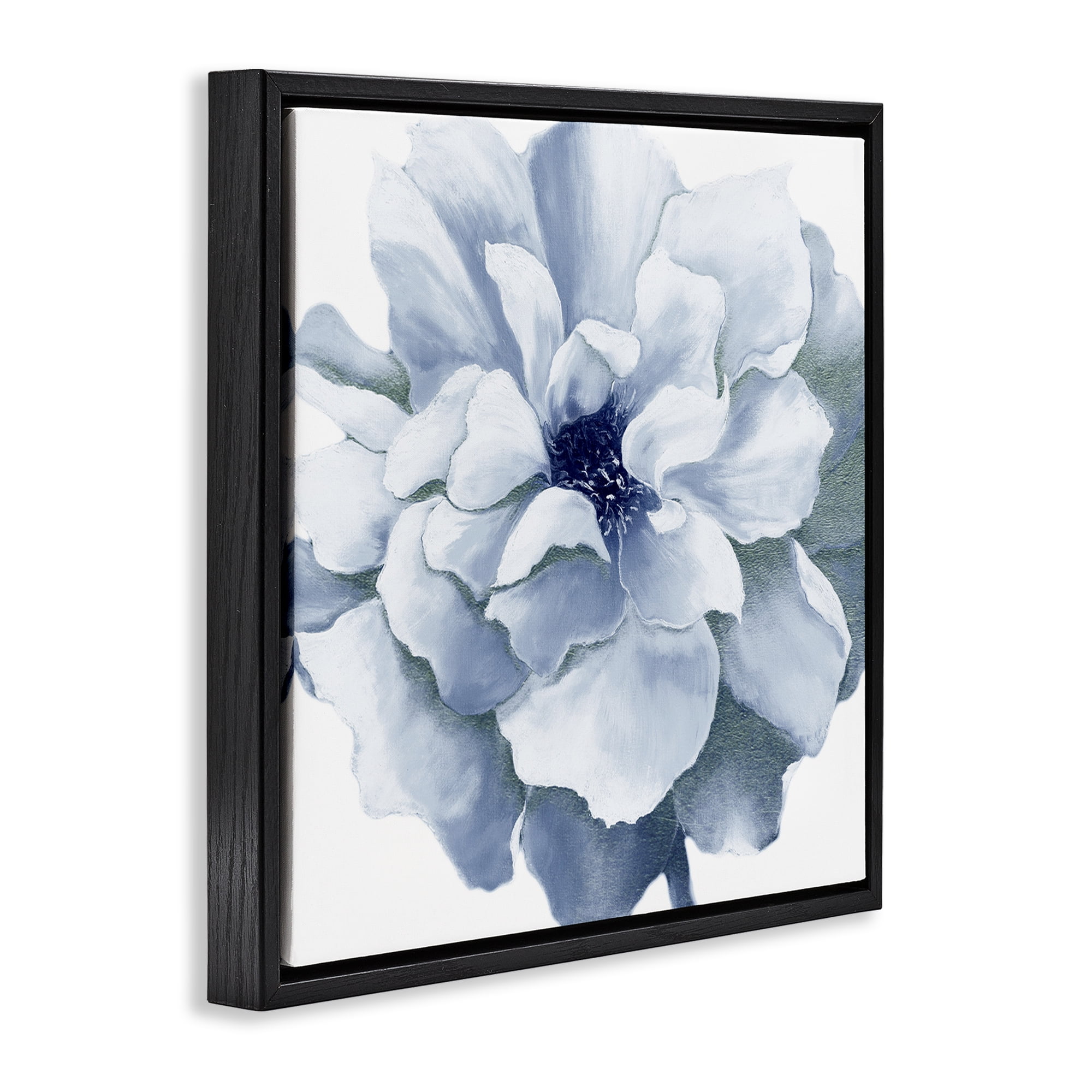 Stupell Industries Blue Radiant Bloom Botanical & Floral Painting Black Floater Framed Art Print Wall Art, 25 x 25