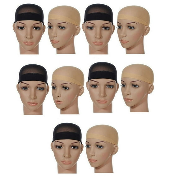 Deluxe Wig Cap Hair Net for Weave 10 Pieces Hair Wig Nets Stretch Mesh Wig Cap for Making Wigs Free Size(Skin Tone)
