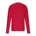 thumbnail image 4 of Zedker Women'S Solid Color Casual Crewneck Long Sleeve Cable Knitted Sweaters, Comfy Breathable Ribber Cuffs Pullover Fall Tops,Red,S, 4 of 7