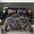 thumbnail image 3 of RYNGHIPY 3 Piece Black Gold Geometric Comforter Bedding Set, King, 3 of 8