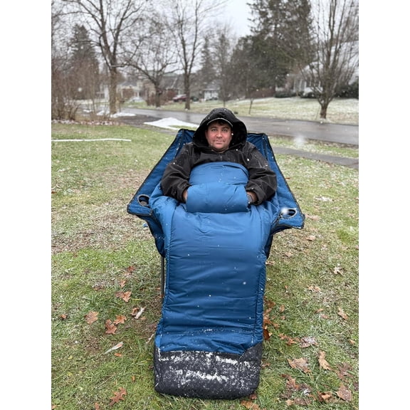 Oversized Fully Padded Camping Chair with Removable Foot Pocket, Heavy Duty Comfy Folding Camp Sports Chair for Adults, Summer, Winter, Outdoor, Ice Fishing, Hunting, RV, Cup Holder, XL, 400 LBS