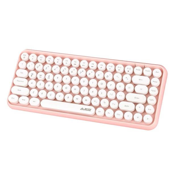 Teclado inalámbrico Bluetooth 308i con teclas redondas para juegos y 84 teclas para portátil Rosado