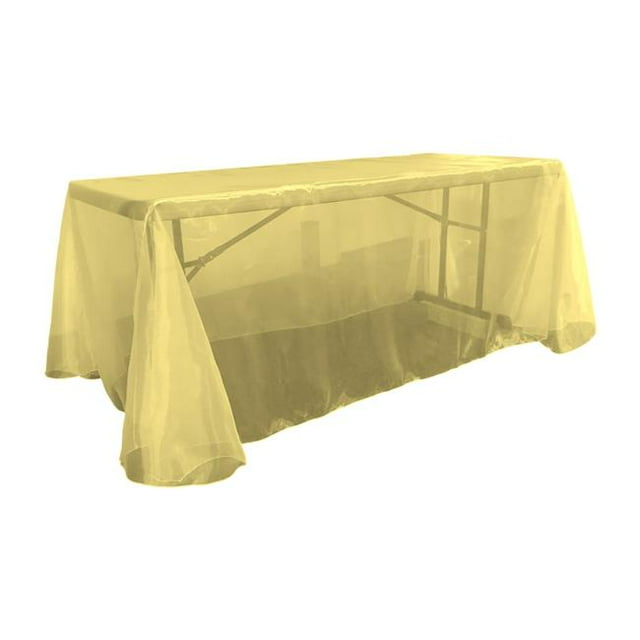 LA Linen TCOrgz90X156-Gold514 Sheer Mirror Organza Rectangular Tablecloth, Gold - 90 x 156 in.