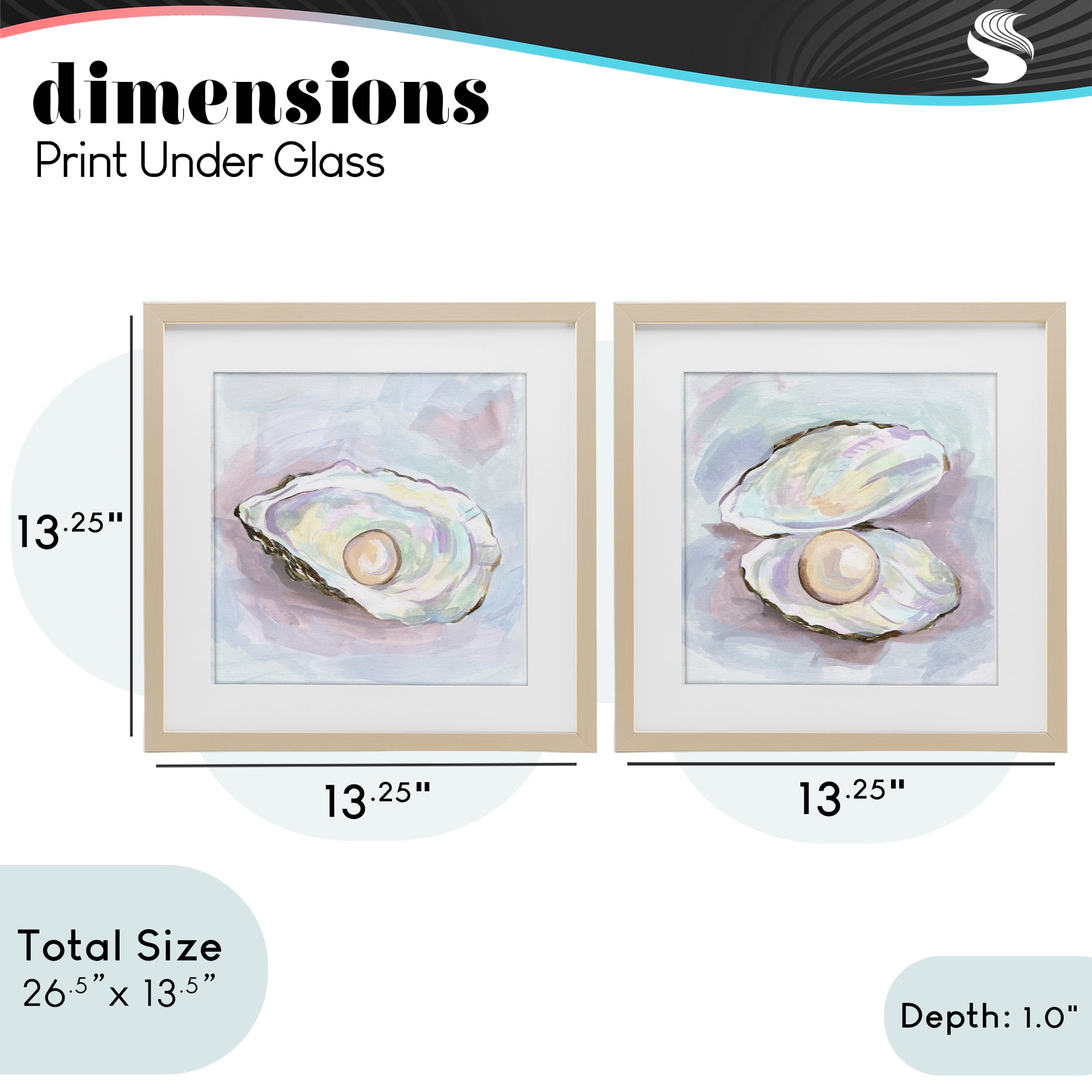 Stupell Industries Aquatic Silent Opals 2 Piece Birch Framed Print Under Glass Set, design by Melissa Wang