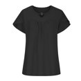 thumbnail image 6 of HAPIMO Women's Trendy Loose Tops Eyelet Dressy Tunic Clearance for Teen Girls Solid Color Ruched Summer Petal Sleeve Keyhole Neck Pullover Elegant Casual Relaxed Blouses Black XL, 6 of 8