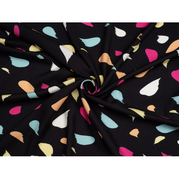 Minerva Exclusive Florid Splash Viscose Challis Fabric Black - per yard