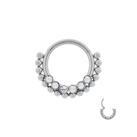 Stainless Steel Hinge Septum Clicker with Crystals