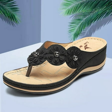 

HIBRO Women s Sandals Shoes Wedges Flip Flops Fashion Buckle Strap Sandals Summer Shoes For Women
