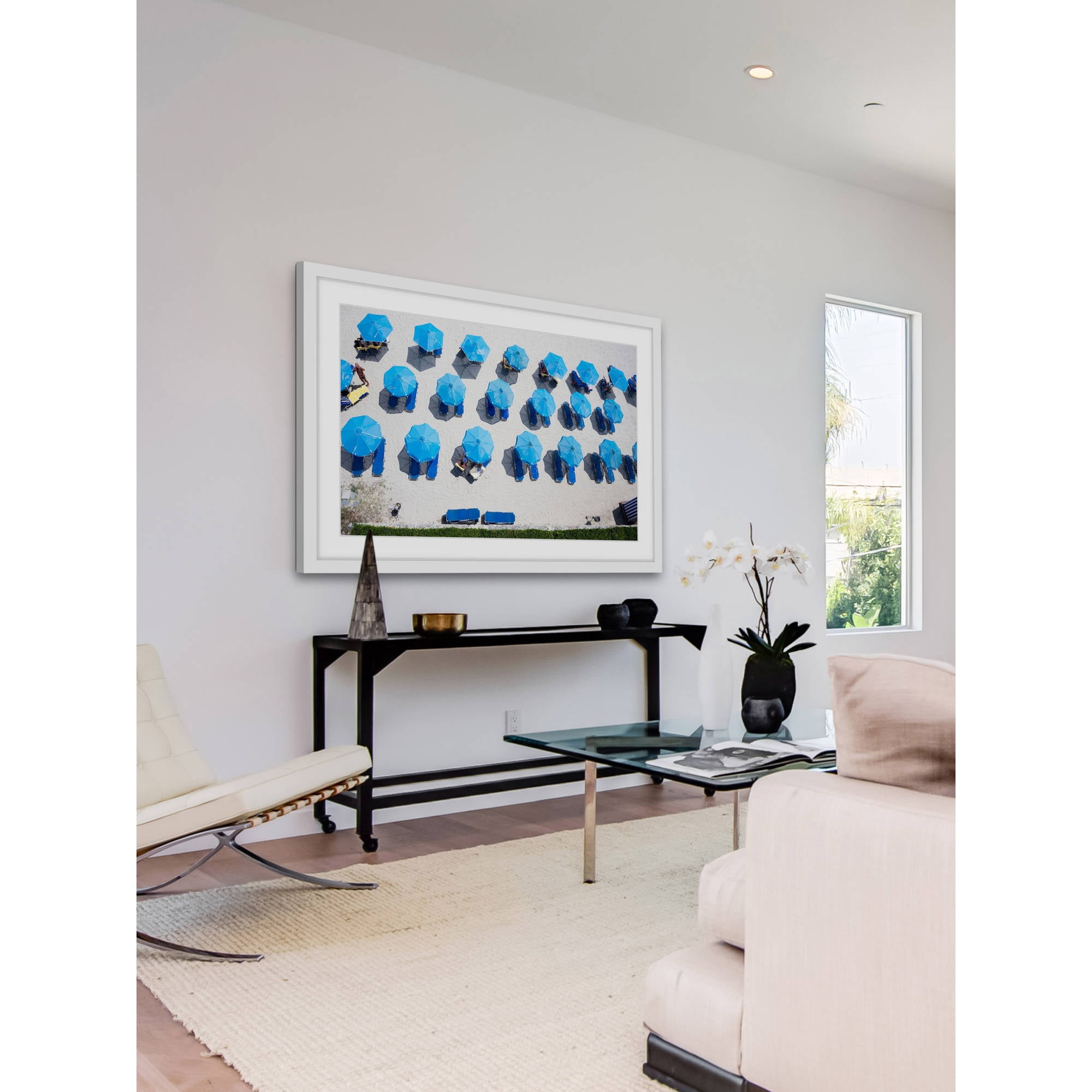 Marmont Hill "Blue Umbrellas" Framed Painting Print