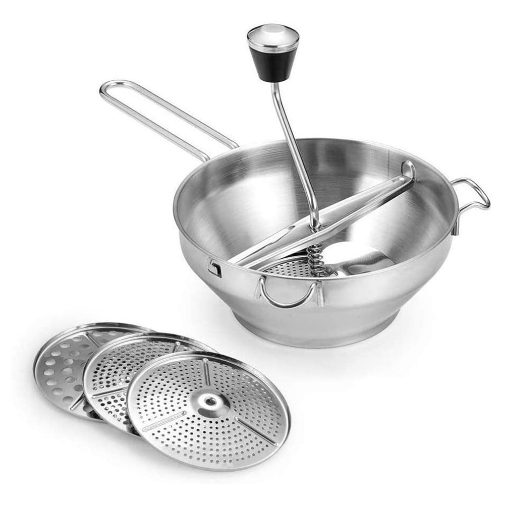 MYG Food Mill , Stainless Steel , Strainer Grater, Manual Perforated Discs