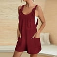 thumbnail image 2 of BLVB Rompers for Women Summer Fashion Wide Leg Shorts Outfits Scoop Neck Sleeveless Beach Jumpsuits with Pockets, 2 of 6
