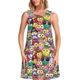 thumbnail image 1 of Fotbe Cute Cartoon Owls Vestido de Verano sin Mangas para Mujer – Vestido Midi Línea A, Estilo Camiseta Floral, Vestido Playero Casual y Fluido, 1 of 7