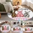 thumbnail image 5 of Round Rug 5Ft Washable Non-Slip, Easter Circle Area Rugs for Living Room Bedroom, Spring Colorful Leopard Printed Bunny Flower Striped Indoor Floor Mats Carpet Runner for Home Decor Aesthetic, 5 of 8