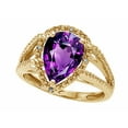 thumbnail image 2 of Star K � Pear Shape Genuine Amethyst Halo Split Shank Big Stone Ring, 2 of 9