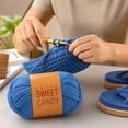 thumbnail image 5 of Chunky Ribbon Yarn for Crochet, Thick Polyester Tape Yarn for Knitting DIY Slippers Bags Hats, Soft Durable Washable Craft Supplies for Beginners, 1 Ball Blue, 5 of 6