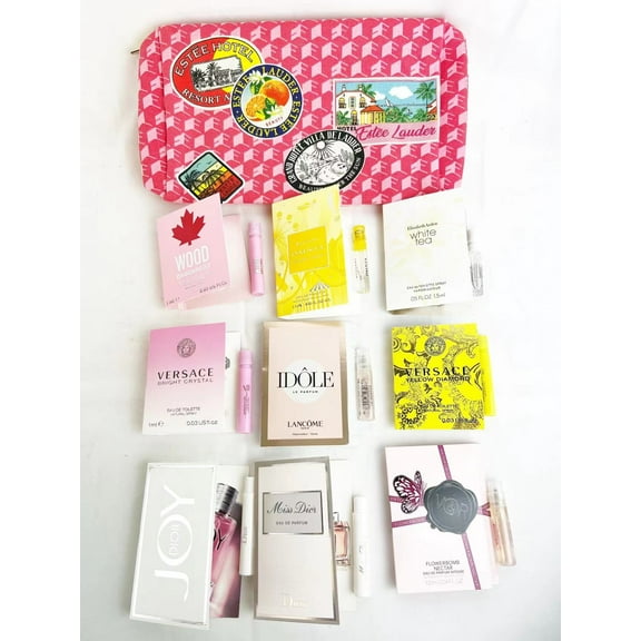 9pcs Set of Women Perfume Spray Vials , Travel Size bundle with A Cosmetic Bag